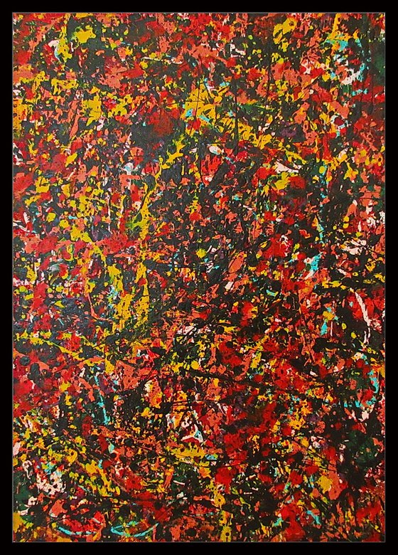 AUTUMN, Pollock style, framed