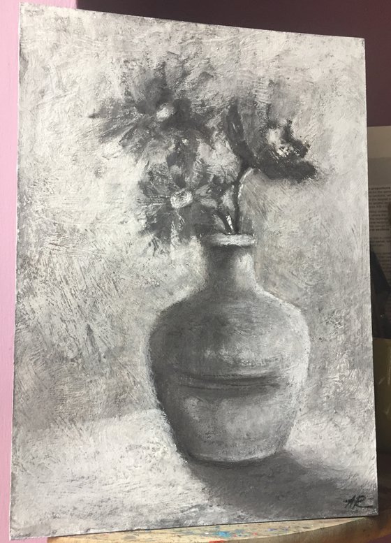 Autumn Bouquet Black and White Charcoal drawing