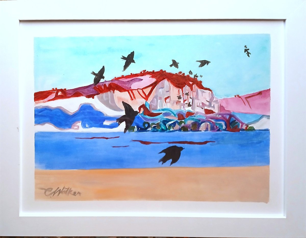 Urban And Pop Landscape Oil Painting By Chris Walker, 16 X 12, Martins And Rochers Rouges, Original Artwork