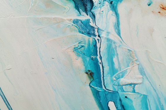 Southern Belle 240cm x 100cm Teal White Oxide Abstract Art