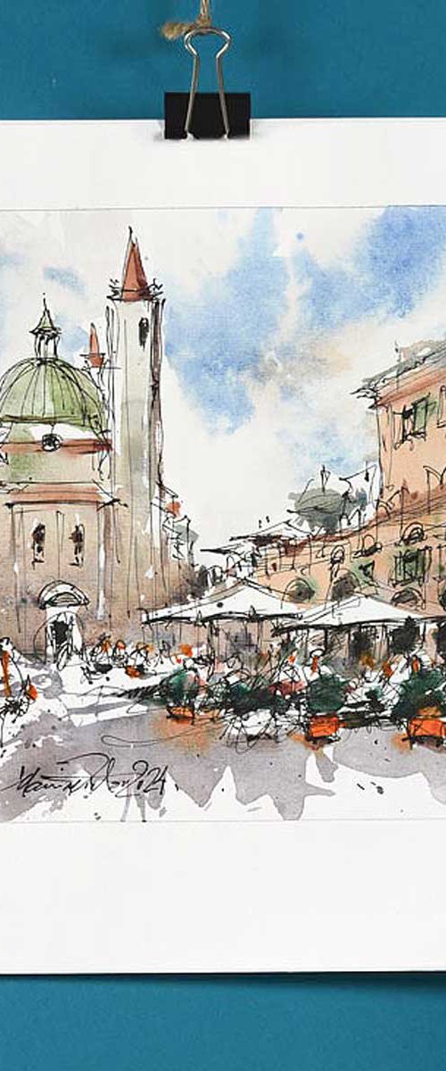 Ascoli, watercolor on paper. by Marin Victor