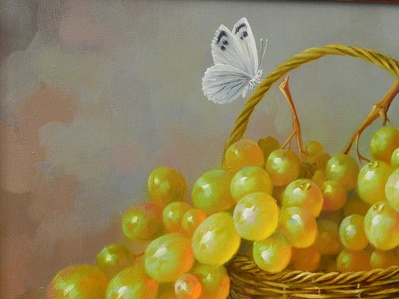 "Grapes" Oil on canvas Original art Kitchen decor