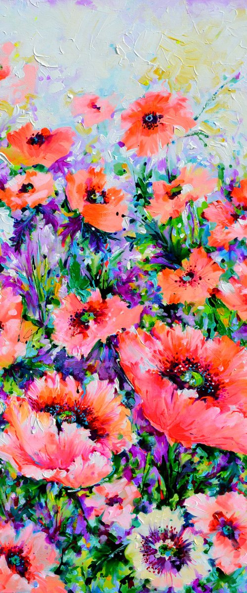 Oriental Poppies - Concert in Pink and Orange by Soos Roxana Gabriela