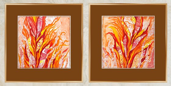 Set of 2 «Flaming Blooms»