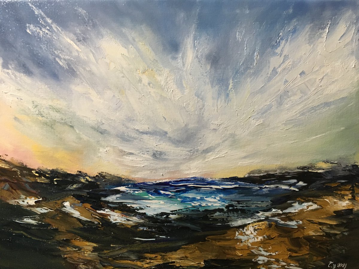 Impressionistic Landscape Oil Painting By Timea Valsami, 23 X 17", Forever Young, Original Artwork