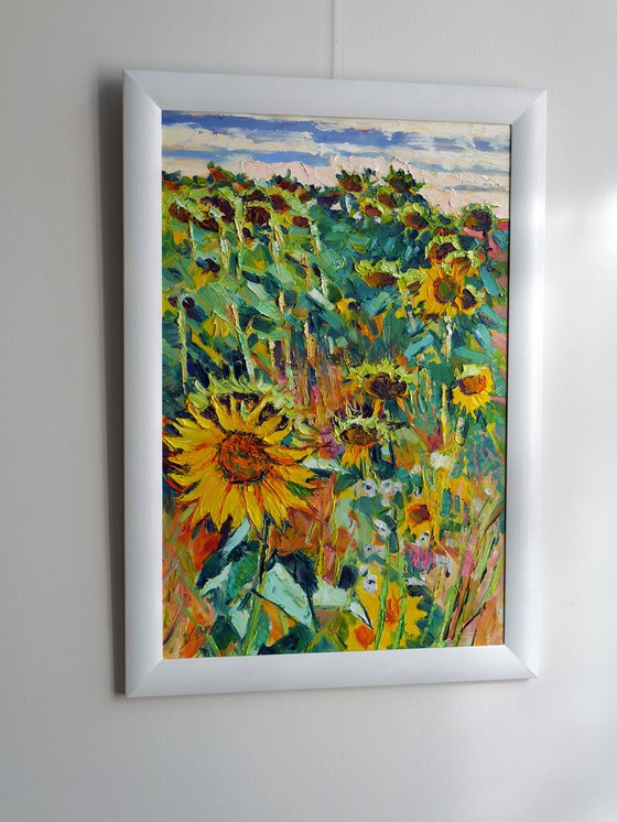 By a sunflowers field (plein air)