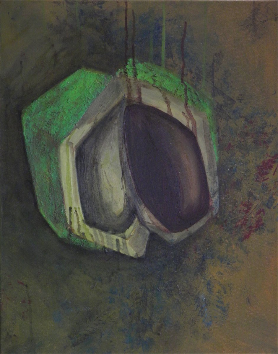 Organic Abstract Oil Painting By Nikoleta Ivanova, 16 X 20", "Reverse Gravity Ii", Original Artwork