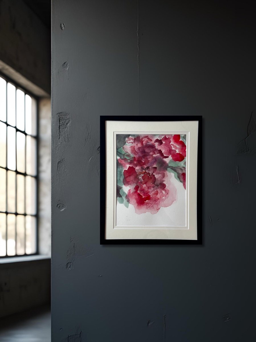 Organic Botanical Watercolour By Yuliia Poraiko, 12 X 15", Peonies, Original Artwork