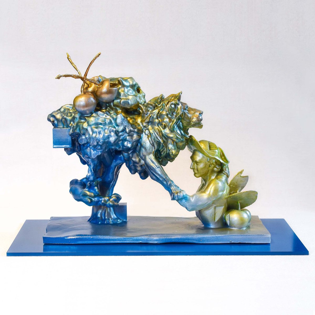 Surrealistic Animal Sculpture By Nikolay Devnenski, 16 X 10", Lion Tree, Original Artwork