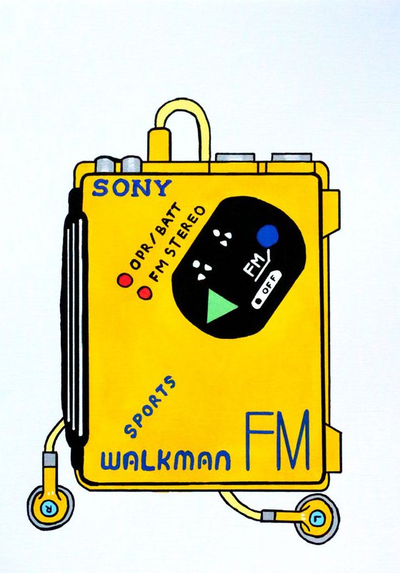 Sony WM-F5 Walkman - Retro Pop Art Painting On Unframed A4 Paper