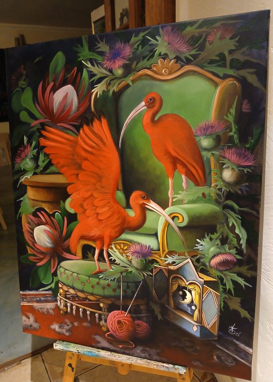 Red ibises and the tiny theatre