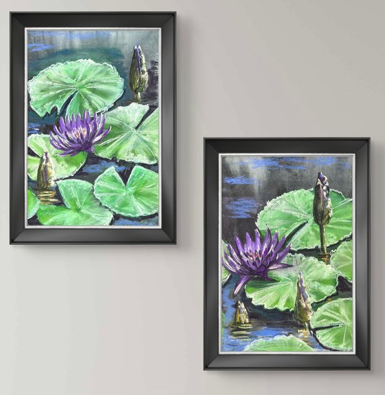Waterlily Diptych Soft Pastel