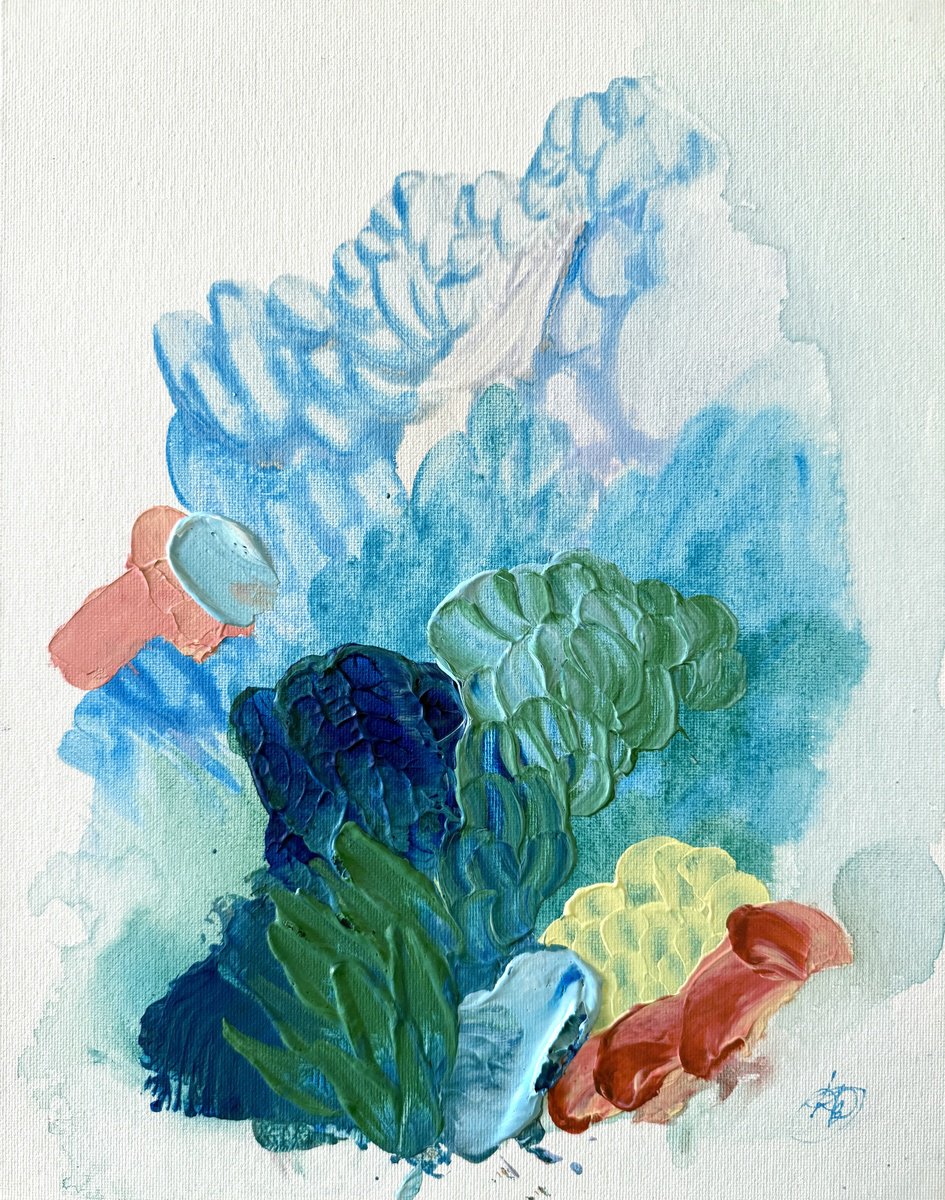 Organic Abstract Acrylic Painting By Daria Borisova, 11 X 14, Hidden Depths, Original Artwork