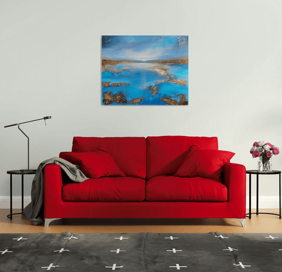 A XL large beautiful modern semi-abstract  seascape painting "Peace"