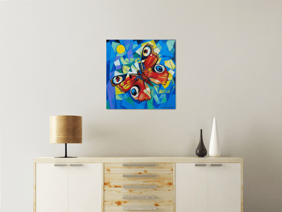 Butterfly (60x60cm, cubism, oil painting, ready to hang)