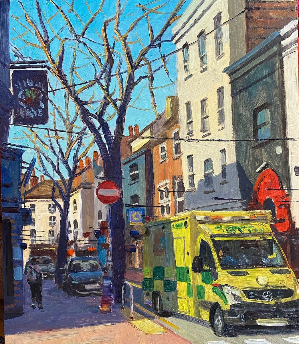 Impressionistic Cityscapes Oil Painting By Roberto Ponte, 12 X 14", Brighton Bond Street, Original Artwork