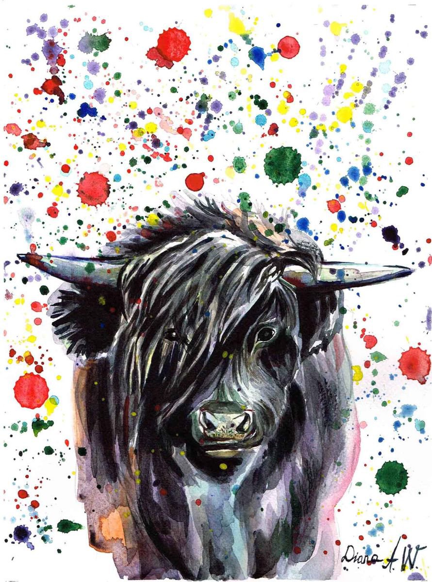 Highland Black Cow by Diana Aleksanian