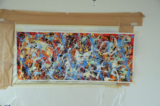 Acqua e fuoco Acrilico su tela 97x233cm