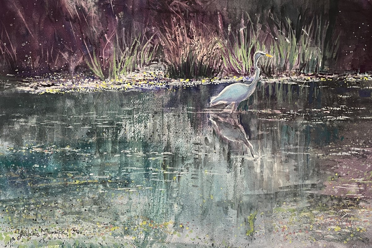 Impressionistic Animal Watercolour By Yoshiko Murdick, 22 X 15", Alone, Original Artwork