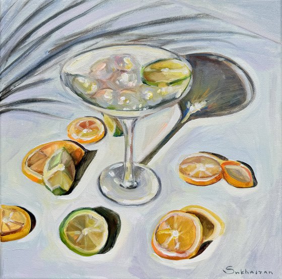 Martini Cocktail and Lemons