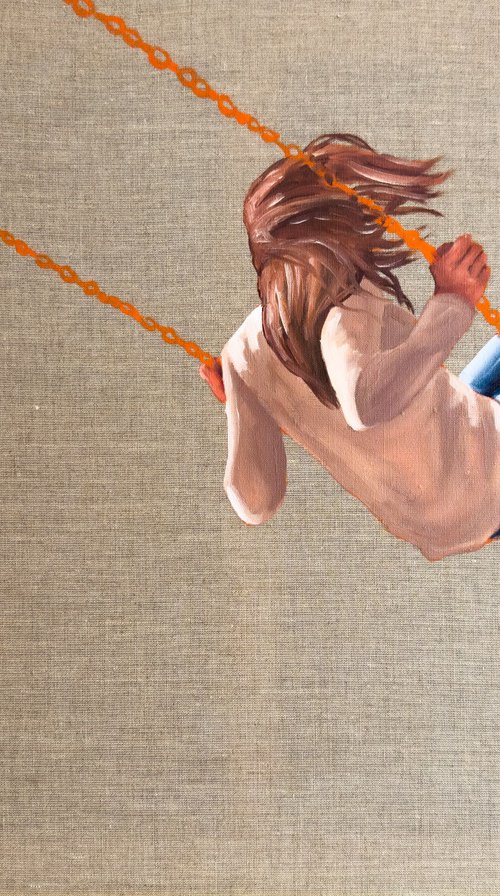 Back to Childhood - Woman on Swing Female Figure Painting by Daria Gerasimova