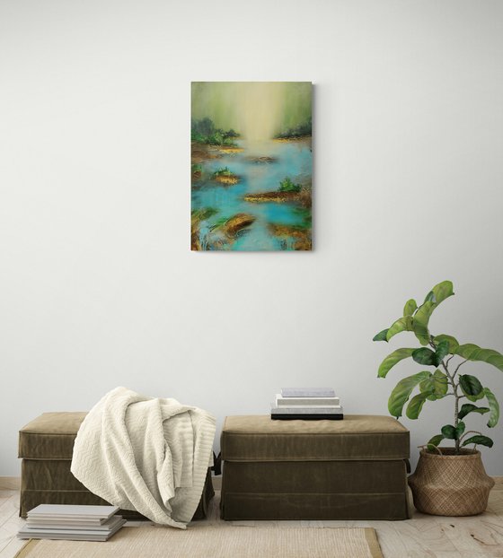 A beautiful large original modern abstract figurative painting "Summertime"