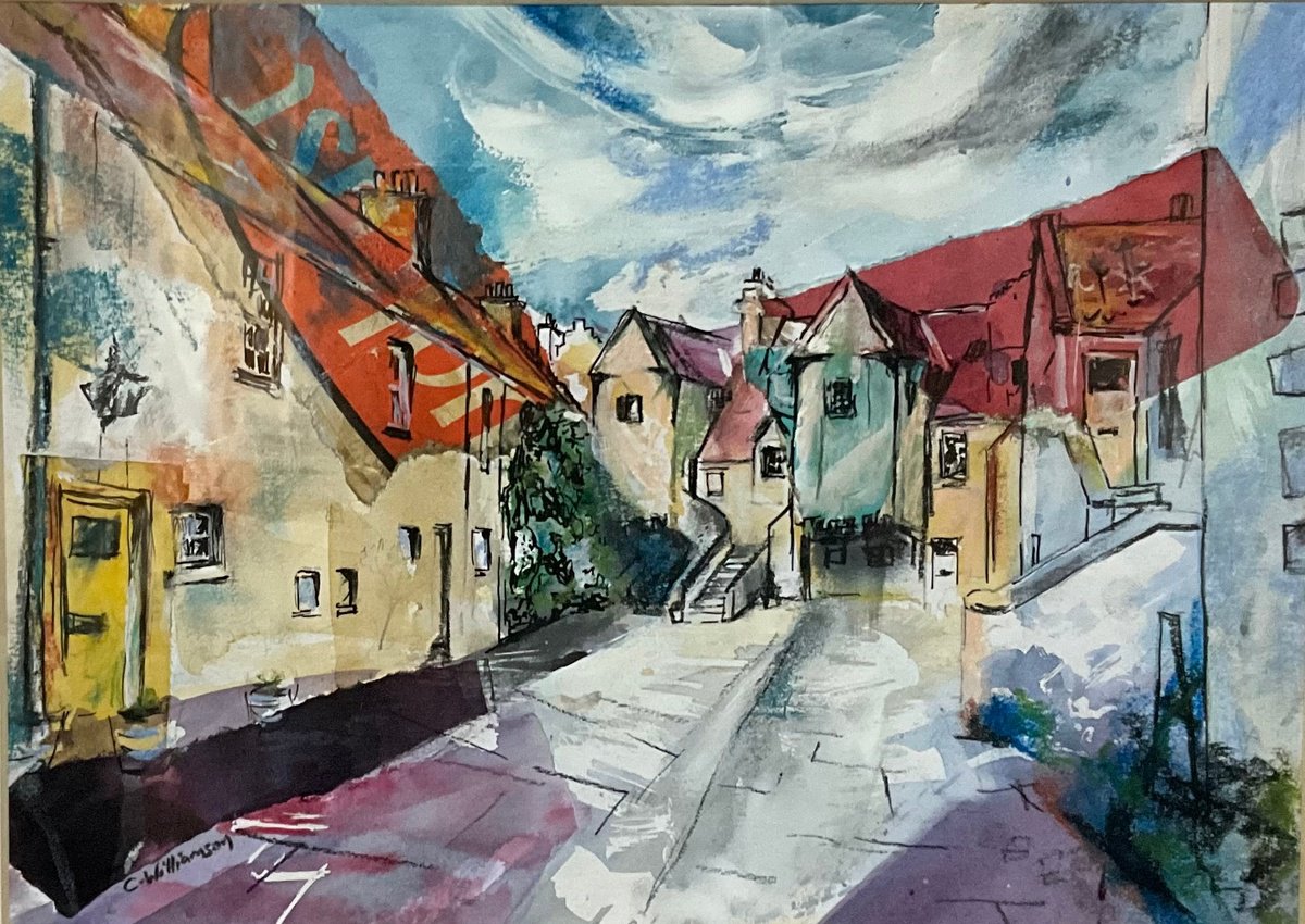 Abstract Cityscapes Painting By Claire Williamson, 18 X 15, White Horse Close, Edinburgh, Original Artwork