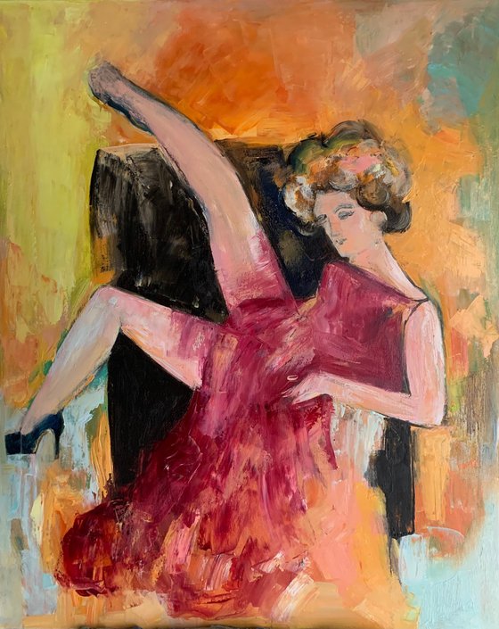 Woman sitting on the armchair