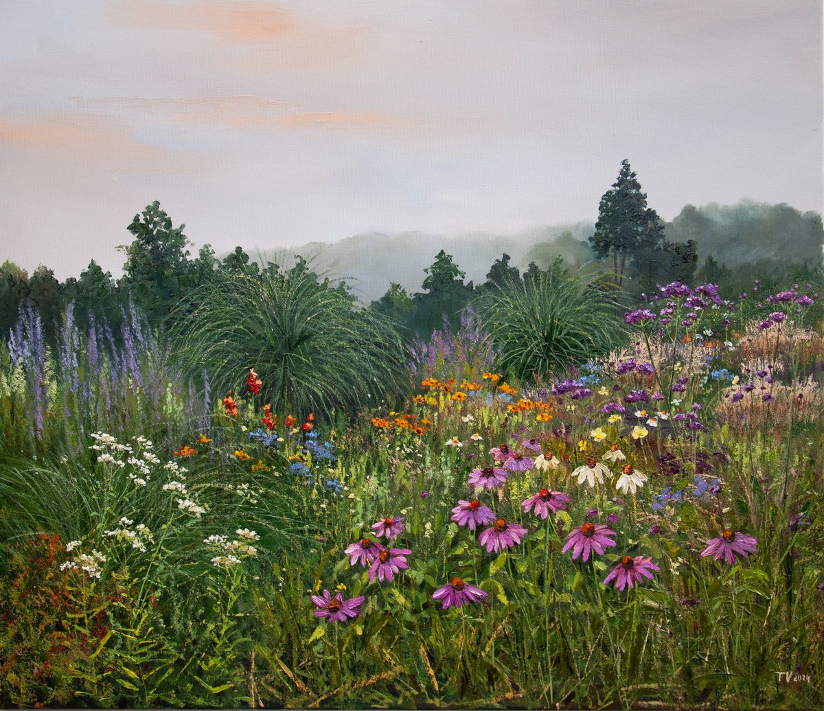 Impressionistic Landscape Oil Painting By Tetiana Vysochynska, 28 X 24", Botanical Garden., Original Artwork