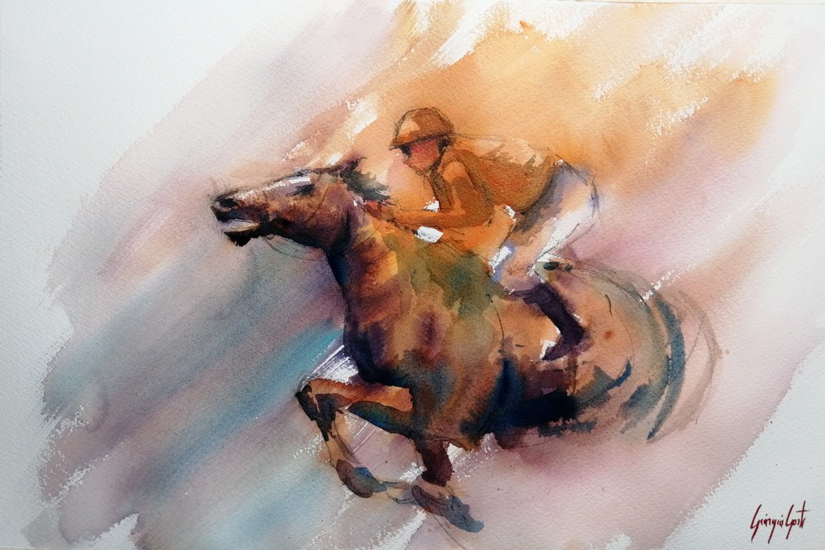 Impressionistic Watercolour , The Horse Race 47 By Giorgio Gosti, 21 X 14, Artwork For Sale On Artfinder