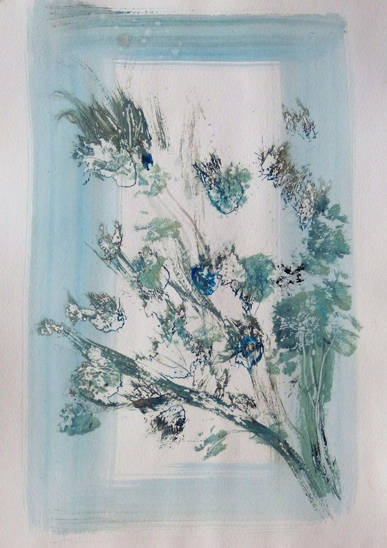 Garden Flowers 3, Acrylic on Paper 29x42 cm
