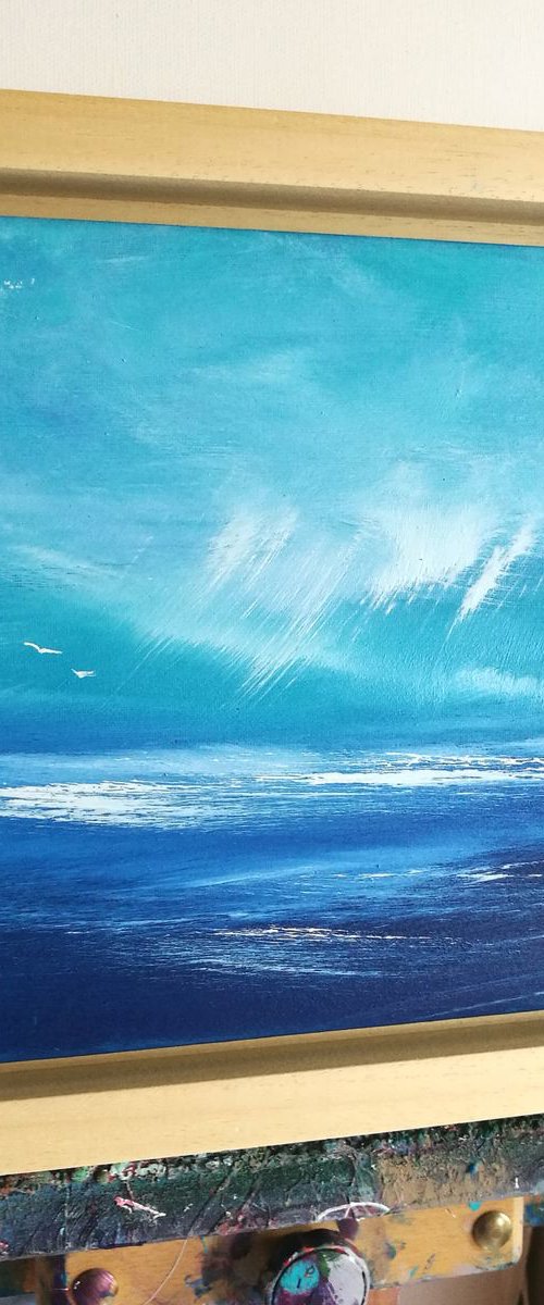 Sea Squall, coast, seascape, blue, small, gorgeous by Mel Graham