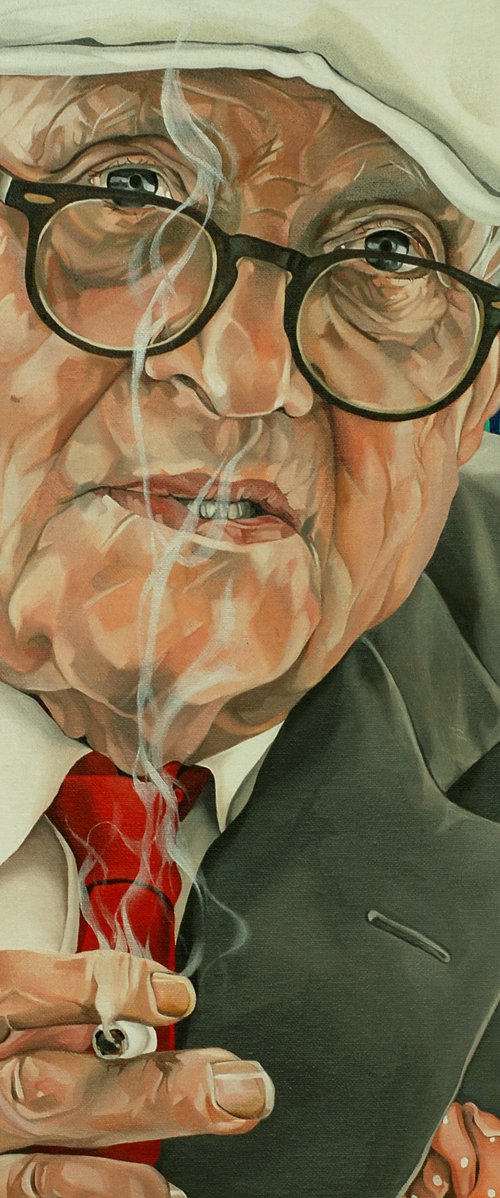 Hockney, cigarette break on the veranda by Jo Beer