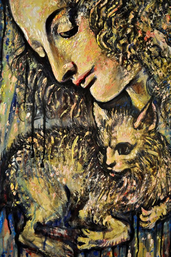 Young Woman with Cat