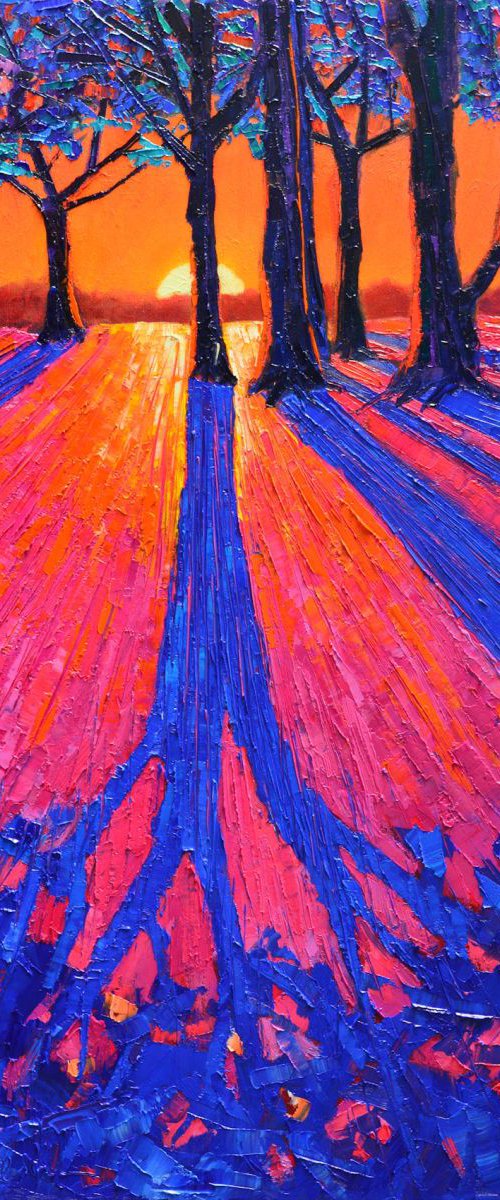 SUNRISE WITH TREES LONG SHADOWS by ANA MARIA EDULESCU