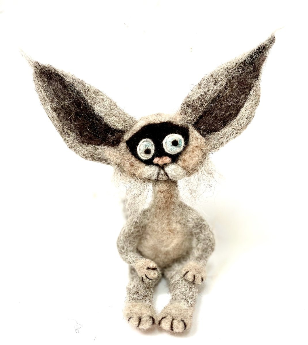 Expressive Animal Sculpture By Eleanor Gabriel, 9 X 9, Mister Grey, Felted Wool Cat, Original Artwork