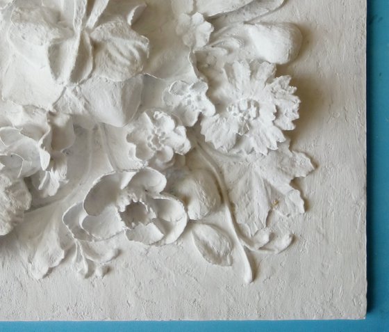 sculptural wall art "Flower arrangement with a rose"