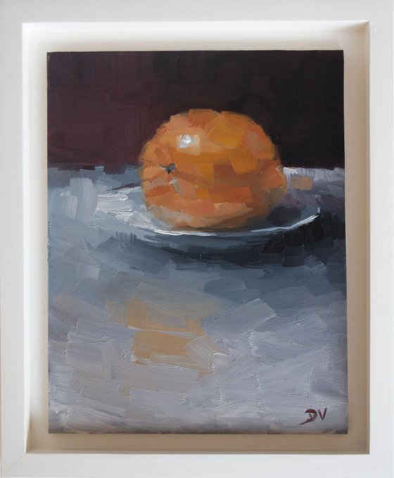 Orange with plate. Framed.