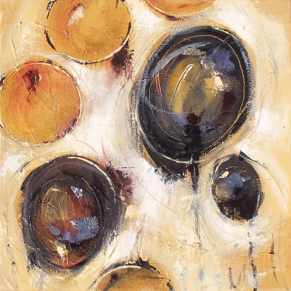 Abstract Oil Painting By Cynthia Ligeros, 12 X 12, Serene Storm, Original Artwork