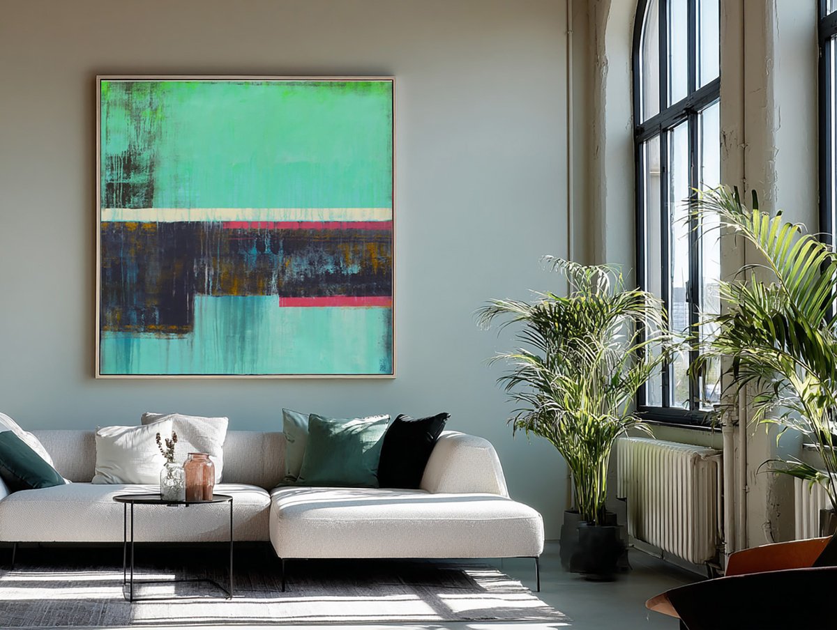 Untitled Black - Turquoise By Ronald Hunter, 49 X 49, Artwork For Sale On Artfinder