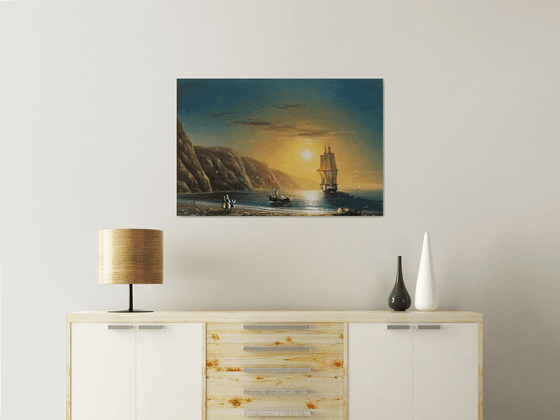 Fishing day-2 (60x90cm, oil painting, ready to hang)