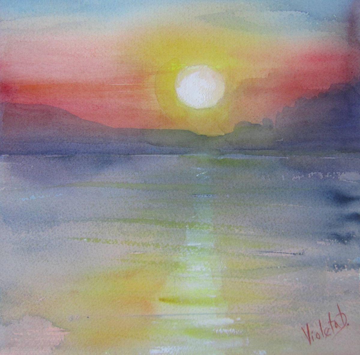 Homage to J.M.W. Turner: Sunrise in Santorini, Greece 4 by Violeta Damjanovic-Behrendt