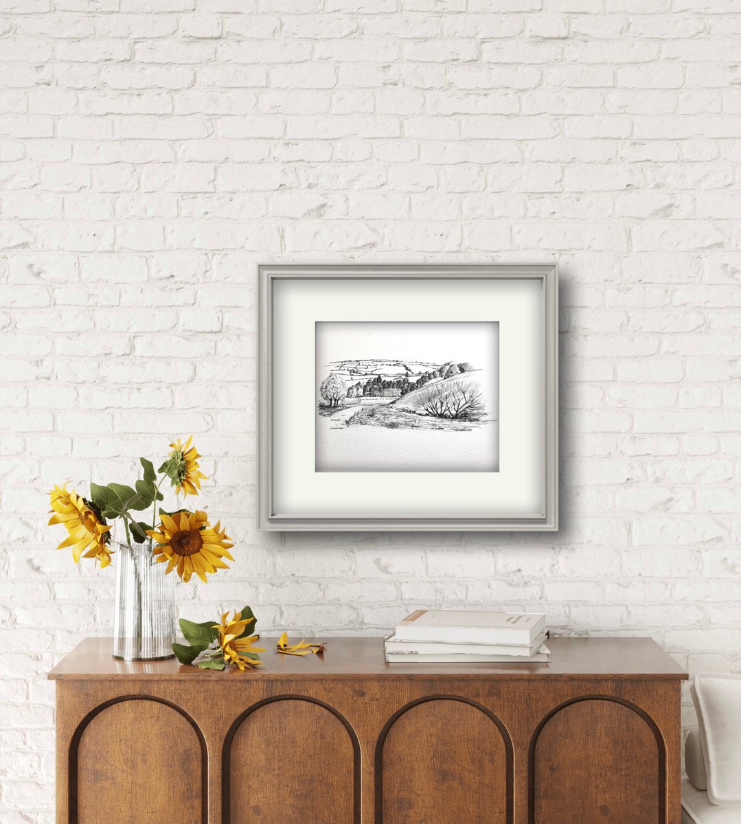 Landscape Ink Drawing By Catherine Winget, 10 X 8, Dyrham Park Gloucestershire National Trust Landscape Drawing, Artfinder