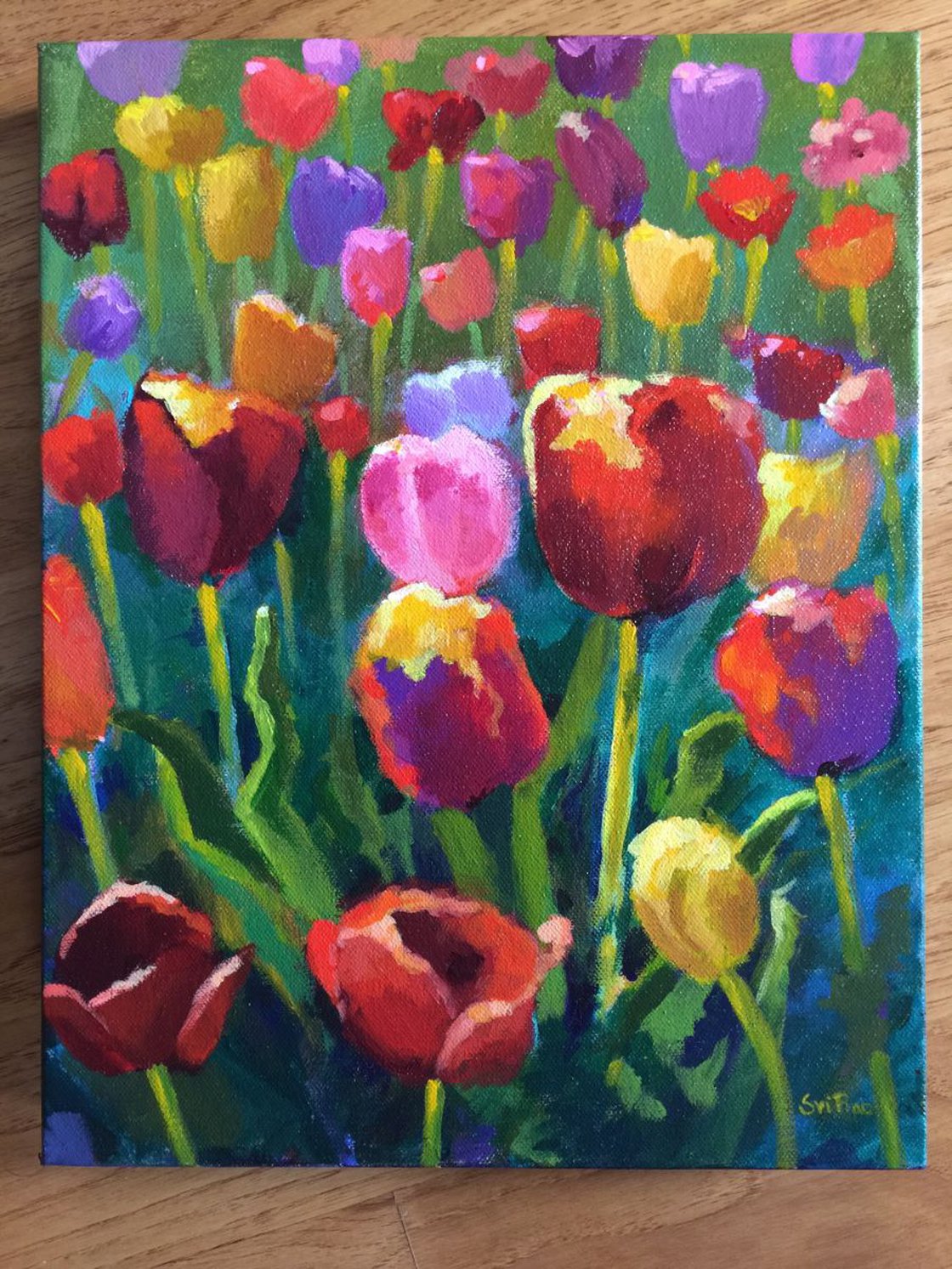 Tulip Garden Acrylic painting by Sri Rao | Artfinder