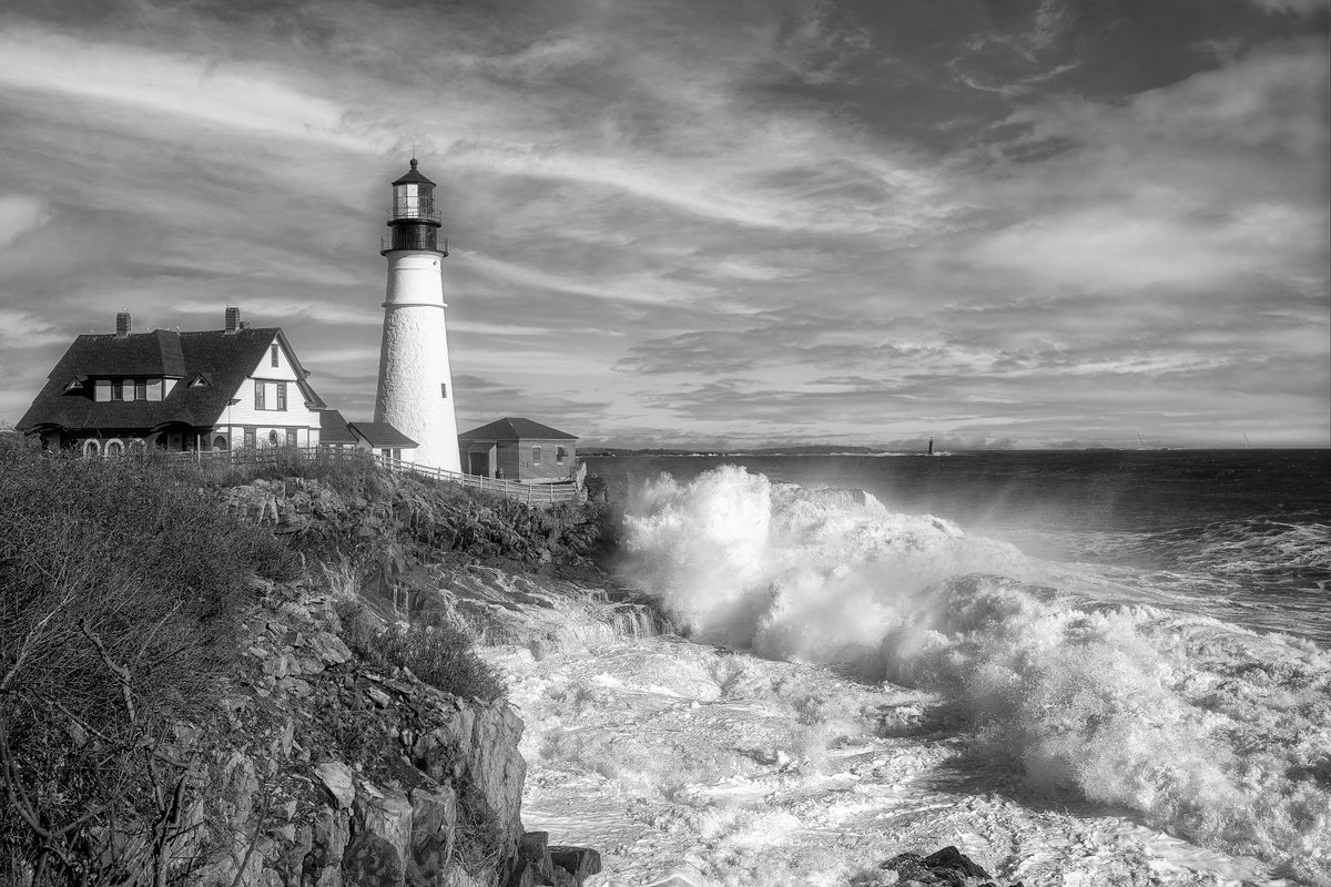 Photograph , Breaking Seas, Portland Head Light By Francois De Melogue, 25 X 17, Artwork For Sale On Artfinder