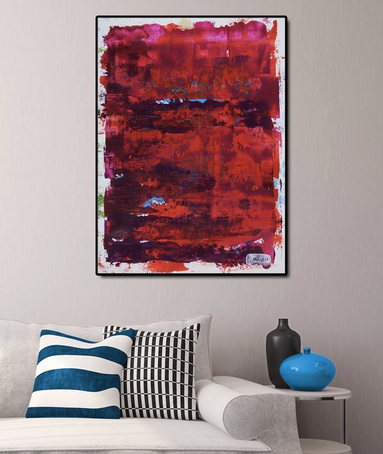 Dreams in purple and red | Abstract painting on paper