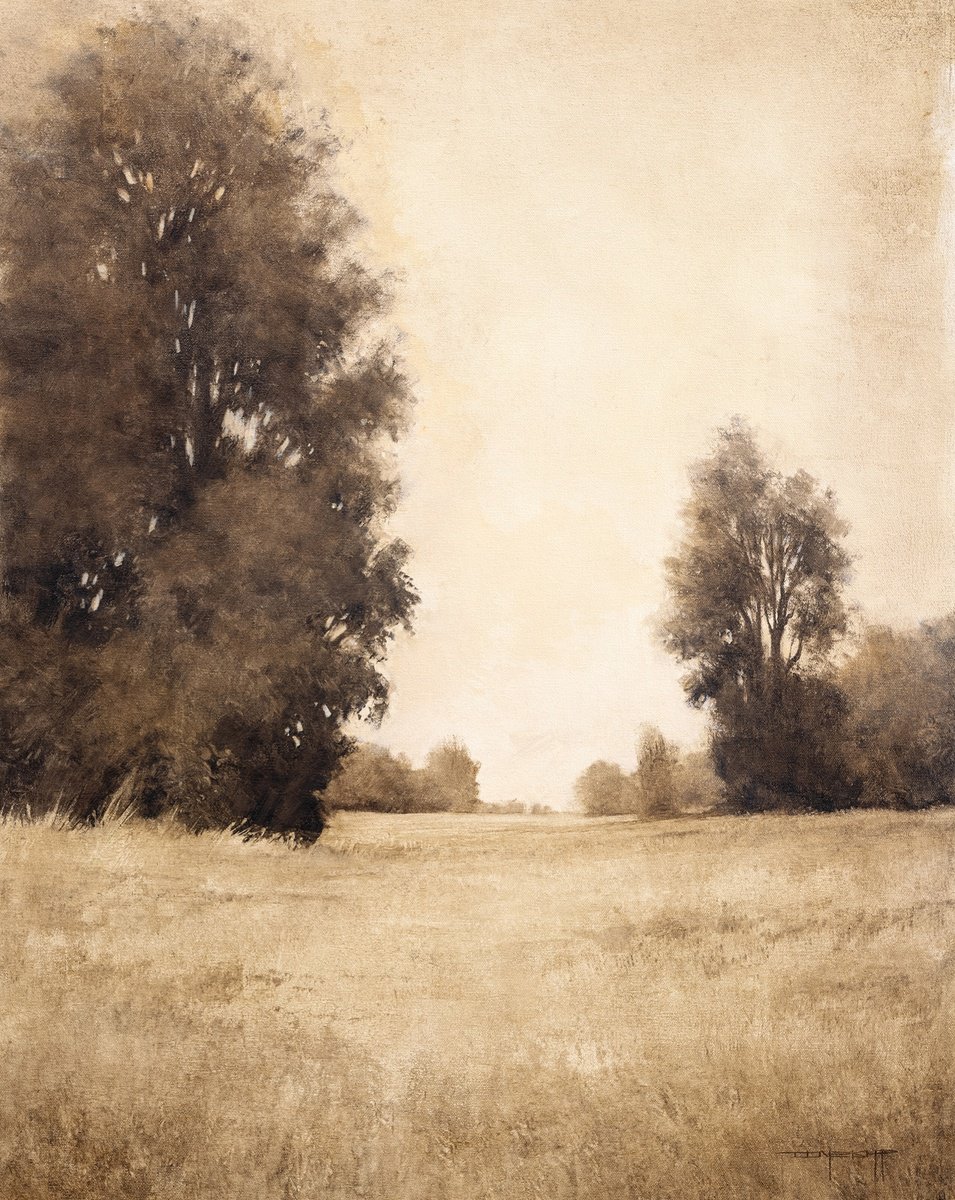 Impressionistic Landscape Oil Painting By Don Bishop, 24 X 30, Afternoon Trees 241207, Original Artwork