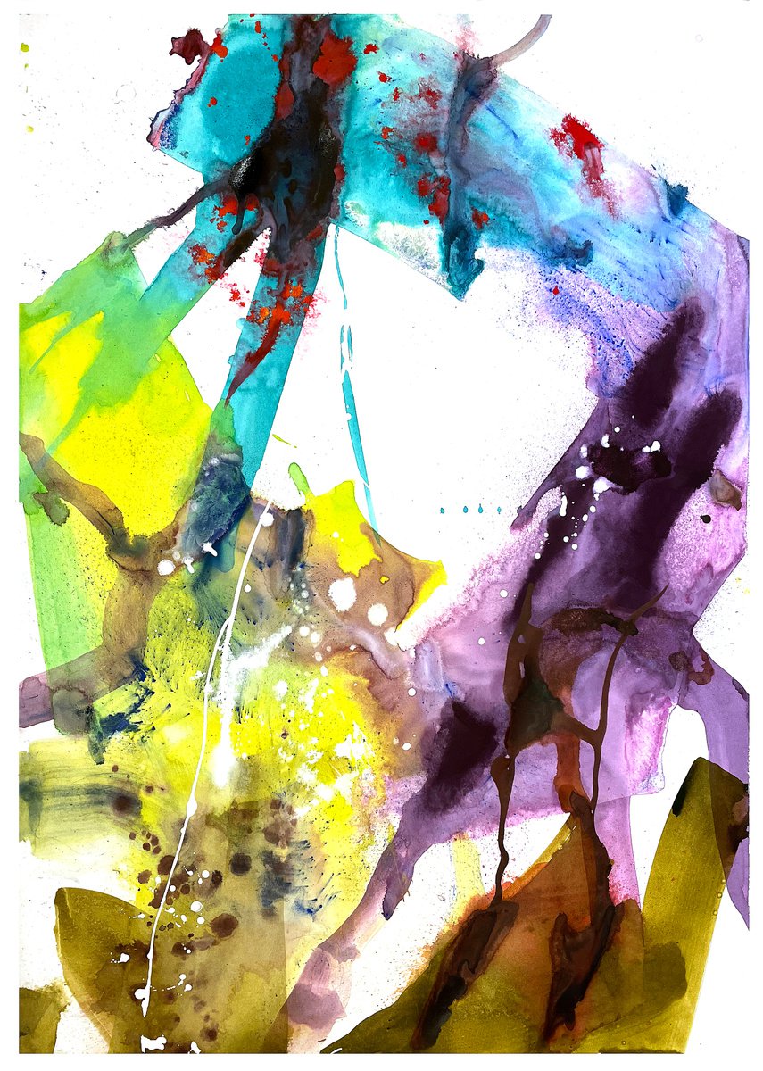 Abstract Painting By Evgenia Makarova, 28 X 39, Abstract Composition N128, Original Artwork