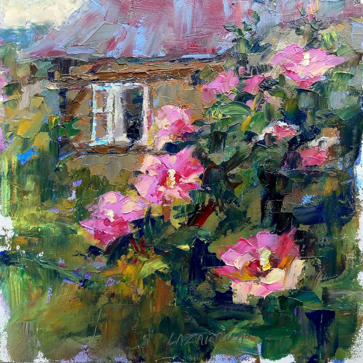 Hibiscus near the house by Valerie Lazareva