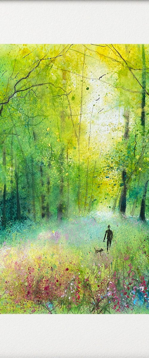 Misty Woodland Dog Walk by Teresa Tanner